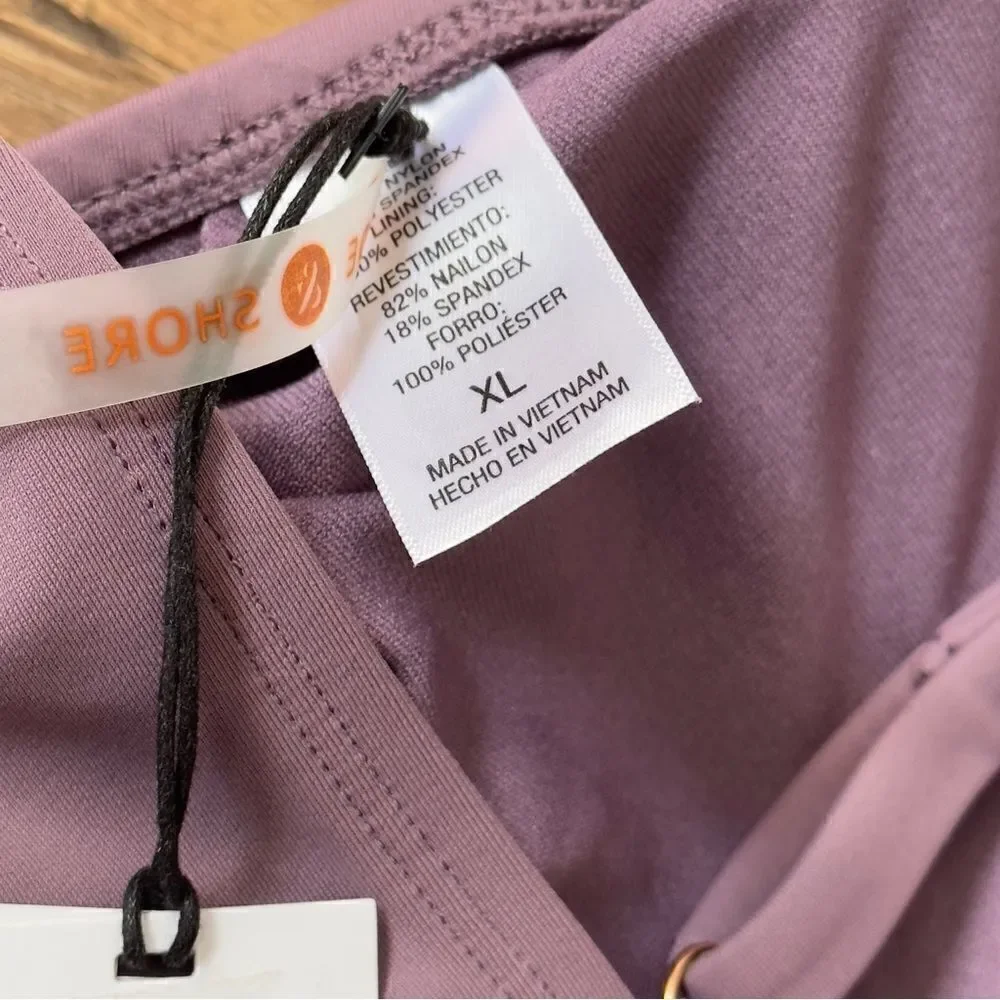 Shade & Shore Women's Torso Plunge Front Swimsuit Mauve Purple XLARGE NWT